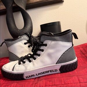 Karl Lagerfeld High-Top Black and White Sneakers